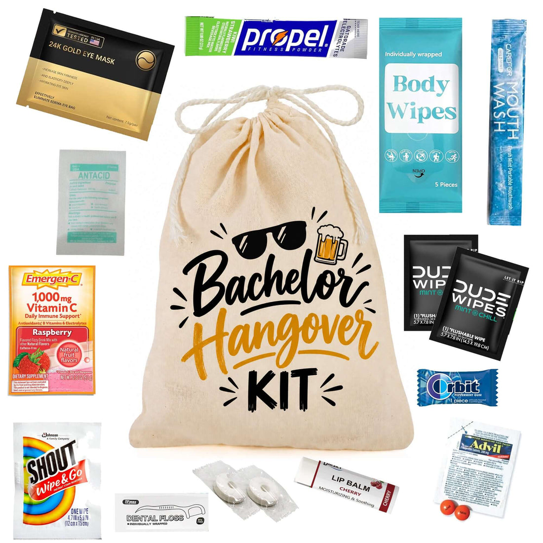 Bachelor Hangover Kit packs Resealable Pouch 15