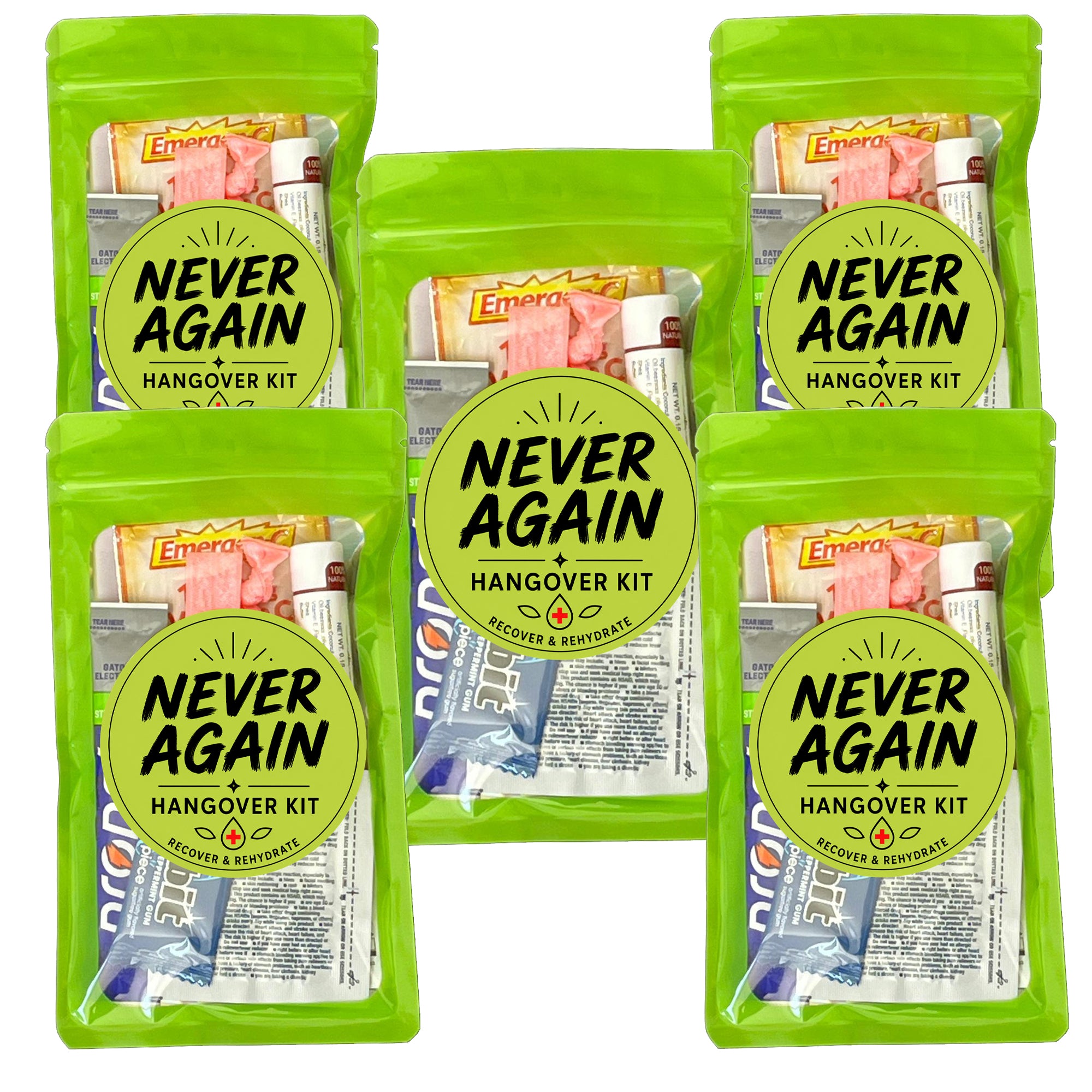Never Again Hangover Kit - 5 Pack