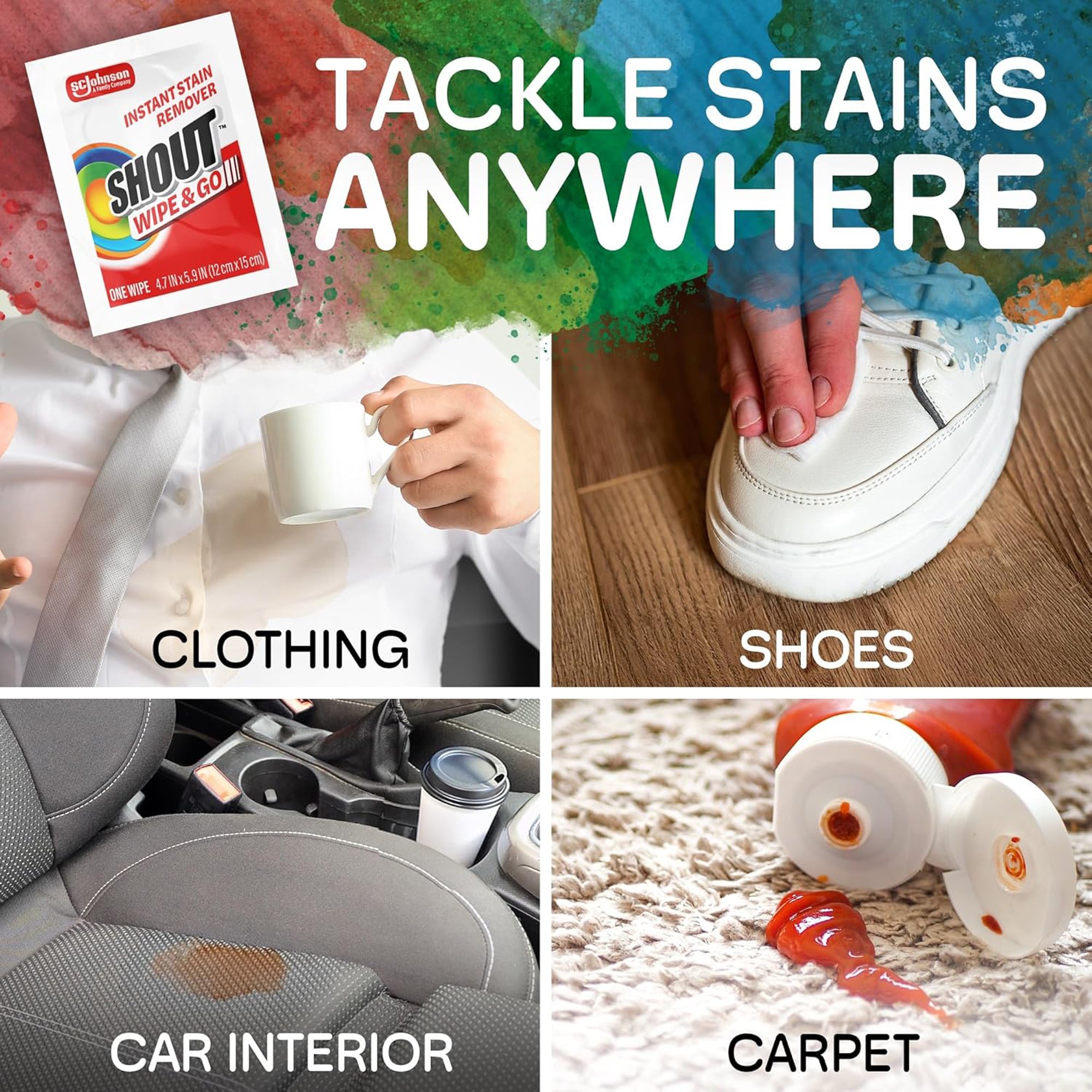 Shout Wipe & Go Instant Stain Remover Wipe (Single) - Anywhere